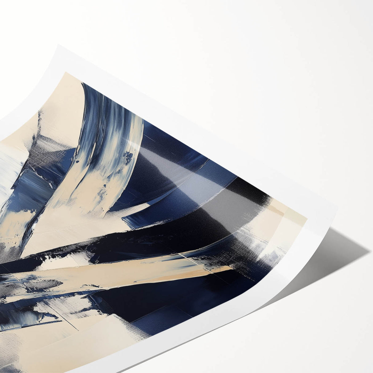 Contemporary Abstract Canvas – Navy Brushstroke Modern Wall Art