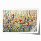 Abstract floral rolled print showcasing vibrant colors and intricate patterns, elegantly designed for wall decor, packaged in a protective cardboard tube for safe delivery.