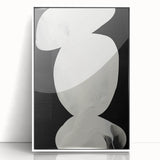 Framed abstract minimalist wall art in white acrylic, showcasing a sleek front view design with subtle textures, perfect for modern home decor. This piece enhances contemporary interiors with its elegant simplicity and artistic flair.