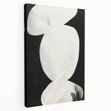 Abstract minimalist wall art design on stretched canvas, showcasing soft pastel colors and geometric shapes, ideal for modern home decor. Side view highlights the canvas framing.