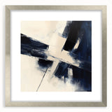 Geometric Abstract Wall Decor – Navy & Beige Angular Brush Canvas