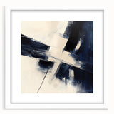 Geometric Abstract Wall Decor – Navy & Beige Angular Brush Canvas