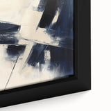 Geometric Abstract Wall Decor – Navy & Beige Angular Brush Canvas