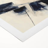 Geometric Abstract Wall Decor – Navy & Beige Angular Brush Canvas