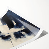 Geometric Abstract Wall Decor – Navy & Beige Angular Brush Canvas