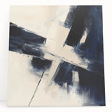 Geometric Abstract Wall Decor – Navy & Beige Angular Brush Canvas