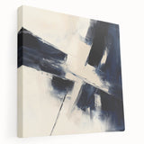 Geometric Abstract Wall Decor – Navy & Beige Angular Brush Canvas