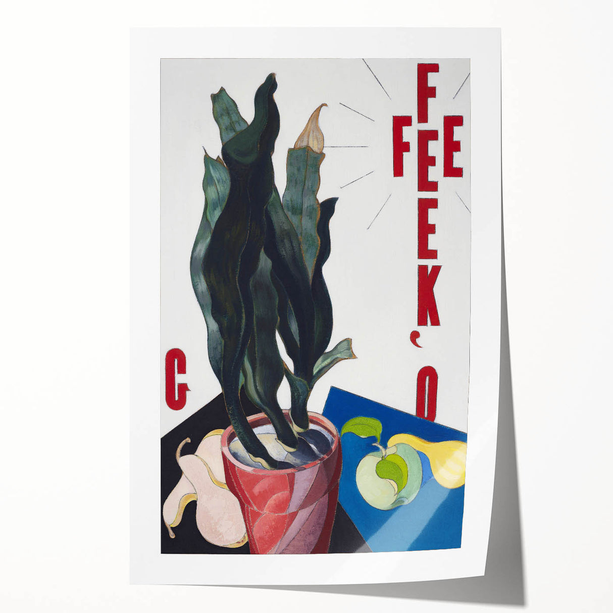 Modern Wall Art: Bold Still Life with Typography – Vibrant Contemporary Decor