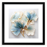 Luxury Blue & Gold Floral Wall Art - Modern Living Room Décor