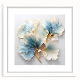 Luxury Blue & Gold Floral Wall Art - Modern Living Room Décor
