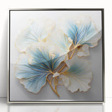 Luxury Blue & Gold Floral Wall Art - Modern Living Room Décor