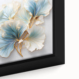 Luxury Blue & Gold Floral Wall Art - Modern Living Room Décor