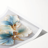 Luxury Blue & Gold Floral Wall Art - Modern Living Room Décor