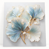 Luxury Blue & Gold Floral Wall Art - Modern Living Room Décor