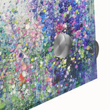 Close-up view of an abstract floral design on acrylic glass, showcasing vibrant colors and intricate details that highlight the modern artistic style, perfect for home decor.