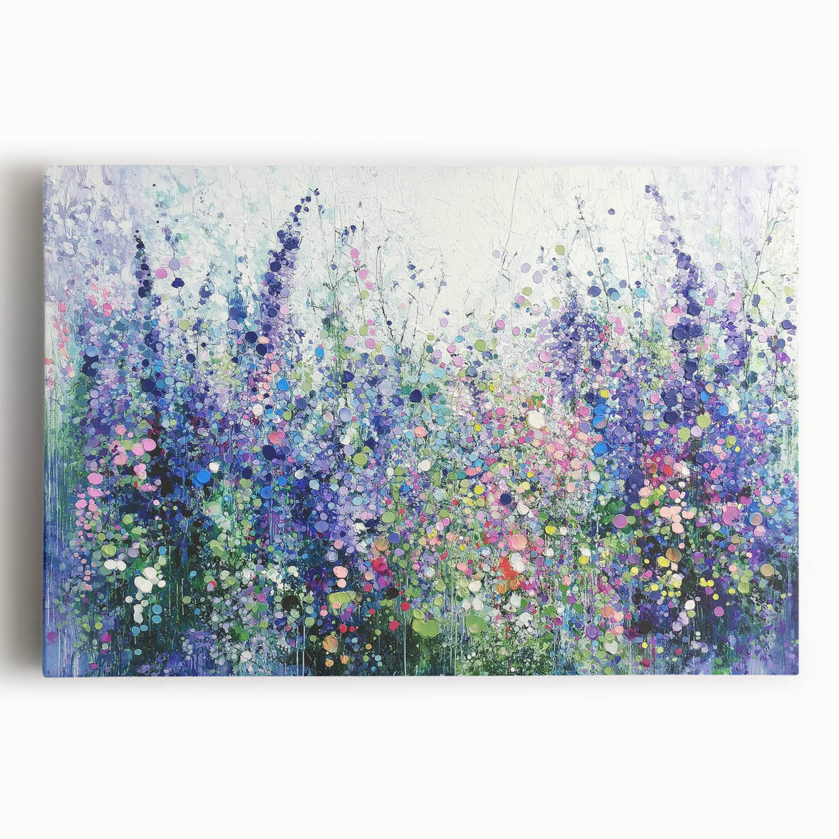 Abstract floral stretched canvas artwork showcasing vibrant colors and intricate designs, perfect for modern home decor. Ideal for adding a touch of elegance and creativity to any space.