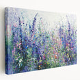 Vibrant abstract floral design on a stretched canvas, showcasing intricate details and rich colors, ideal for modern home decor or artistic accent pieces.