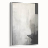 Abstract minimalist wall art framed canvas displaying soft white tones and subtle textures, perfect for modern decor in living spaces or offices.