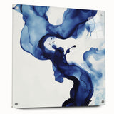 Minimalist Abstract Wall Art – Flowing Navy Ink Modern Canvas Print
