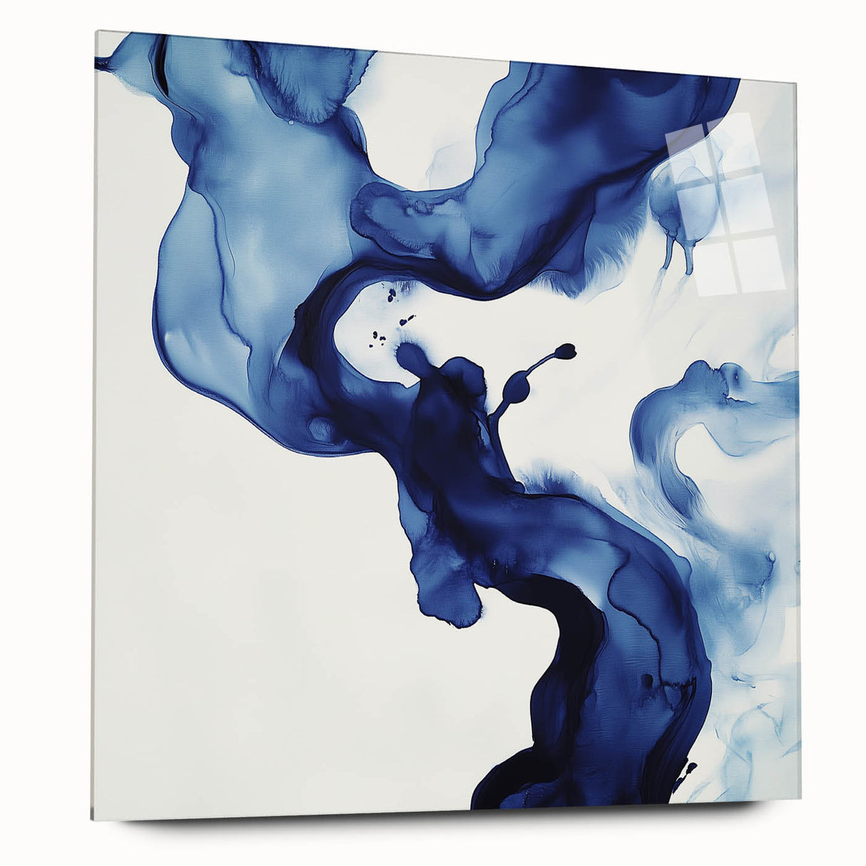 Minimalist Abstract Wall Art – Flowing Navy Ink Modern Canvas Print