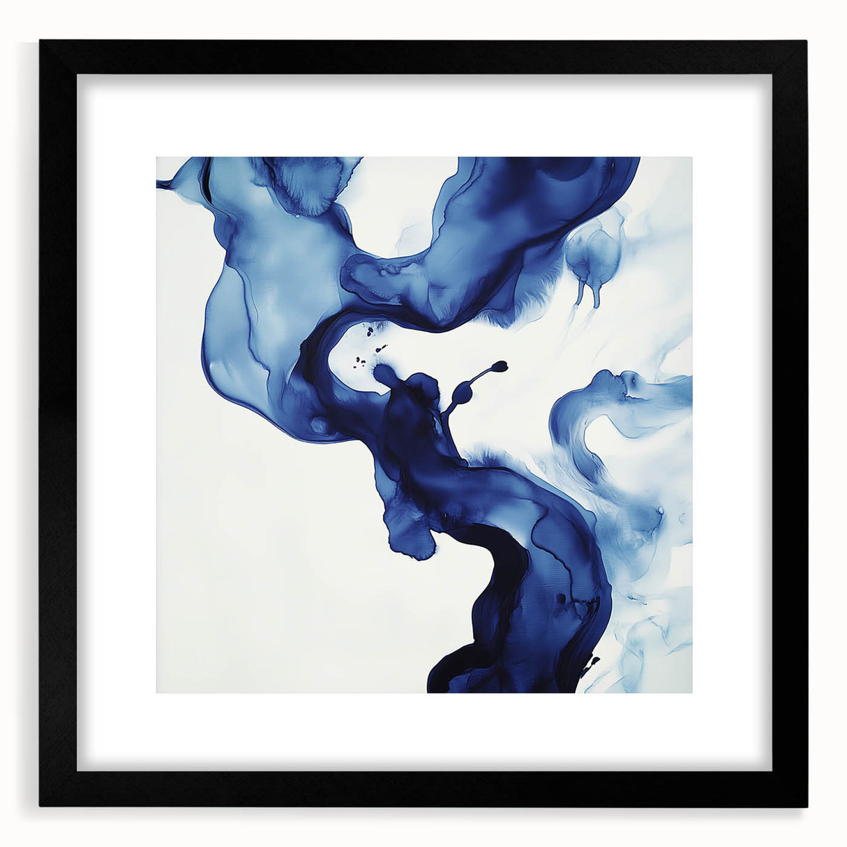 Minimalist Abstract Wall Art – Flowing Navy Ink Modern Canvas Print