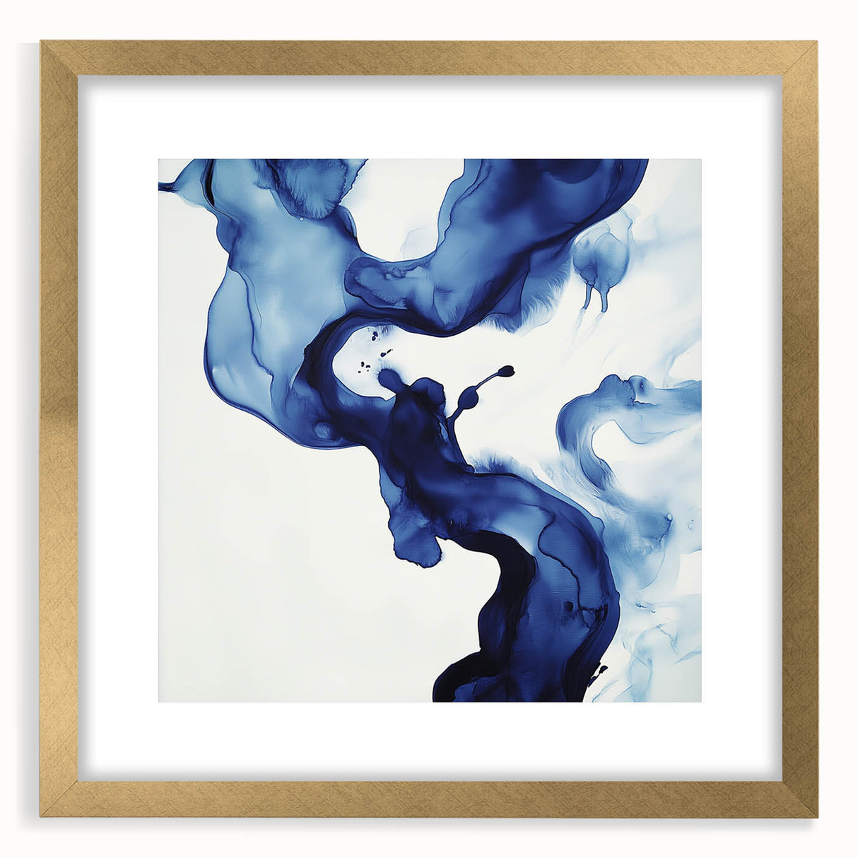 Minimalist Abstract Wall Art – Flowing Navy Ink Modern Canvas Print