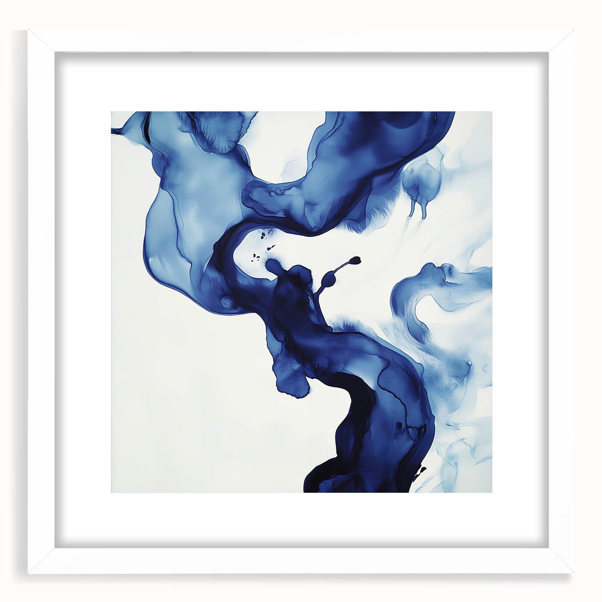 Minimalist Abstract Wall Art – Flowing Navy Ink Modern Canvas Print