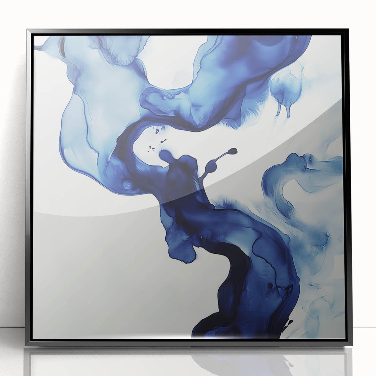 Minimalist Abstract Wall Art – Flowing Navy Ink Modern Canvas Print