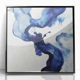 Minimalist Abstract Wall Art – Flowing Navy Ink Modern Canvas Print