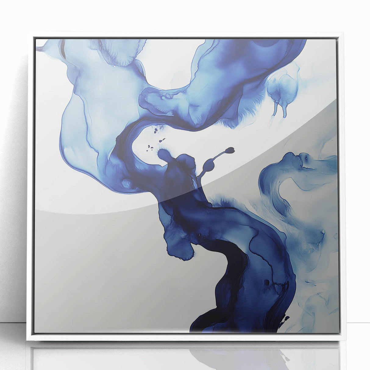 Minimalist Abstract Wall Art – Flowing Navy Ink Modern Canvas Print