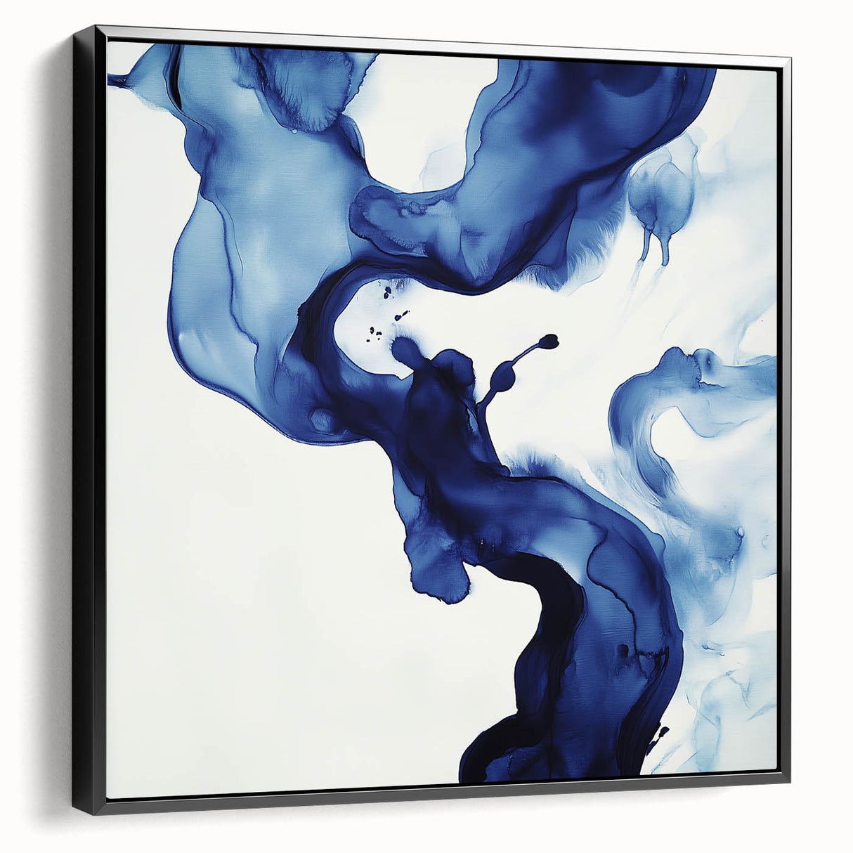 Minimalist Abstract Wall Art – Flowing Navy Ink Modern Canvas Print