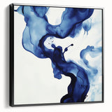 Minimalist Abstract Wall Art – Flowing Navy Ink Modern Canvas Print