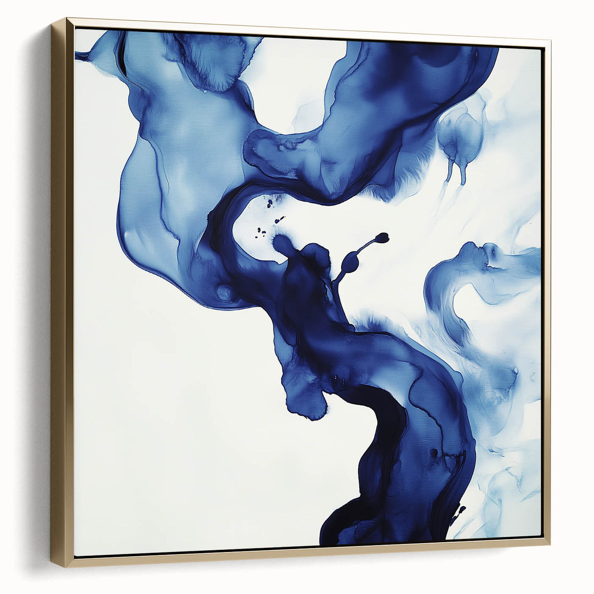 Minimalist Abstract Wall Art – Flowing Navy Ink Modern Canvas Print