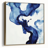 Minimalist Abstract Wall Art – Flowing Navy Ink Modern Canvas Print