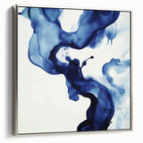 Minimalist Abstract Wall Art – Flowing Navy Ink Modern Canvas Print