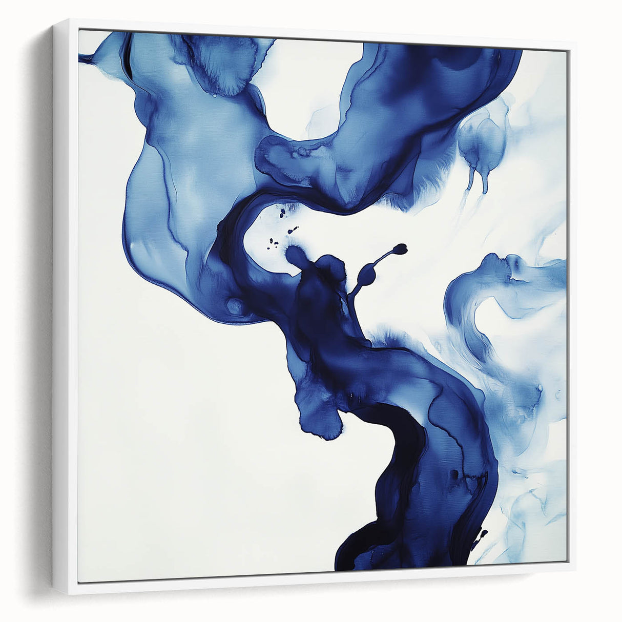 Minimalist Abstract Wall Art – Flowing Navy Ink Modern Canvas Print