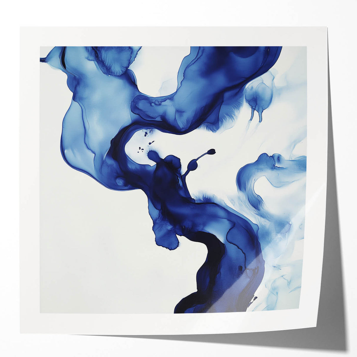 Minimalist Abstract Wall Art – Flowing Navy Ink Modern Canvas Print