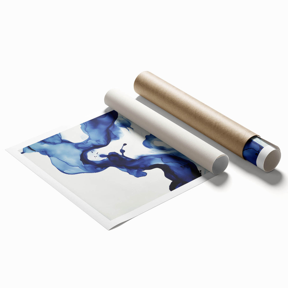 Minimalist Abstract Wall Art – Flowing Navy Ink Modern Canvas Print