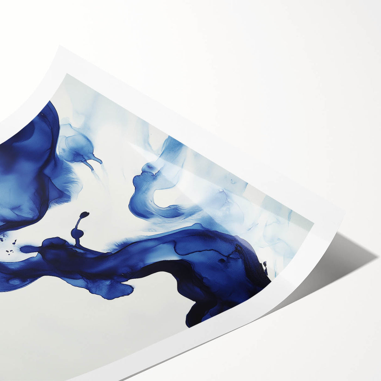 Minimalist Abstract Wall Art – Flowing Navy Ink Modern Canvas Print