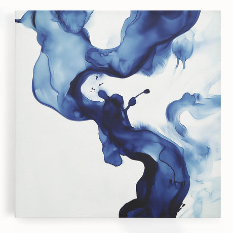 Minimalist Abstract Wall Art – Flowing Navy Ink Modern Canvas Print