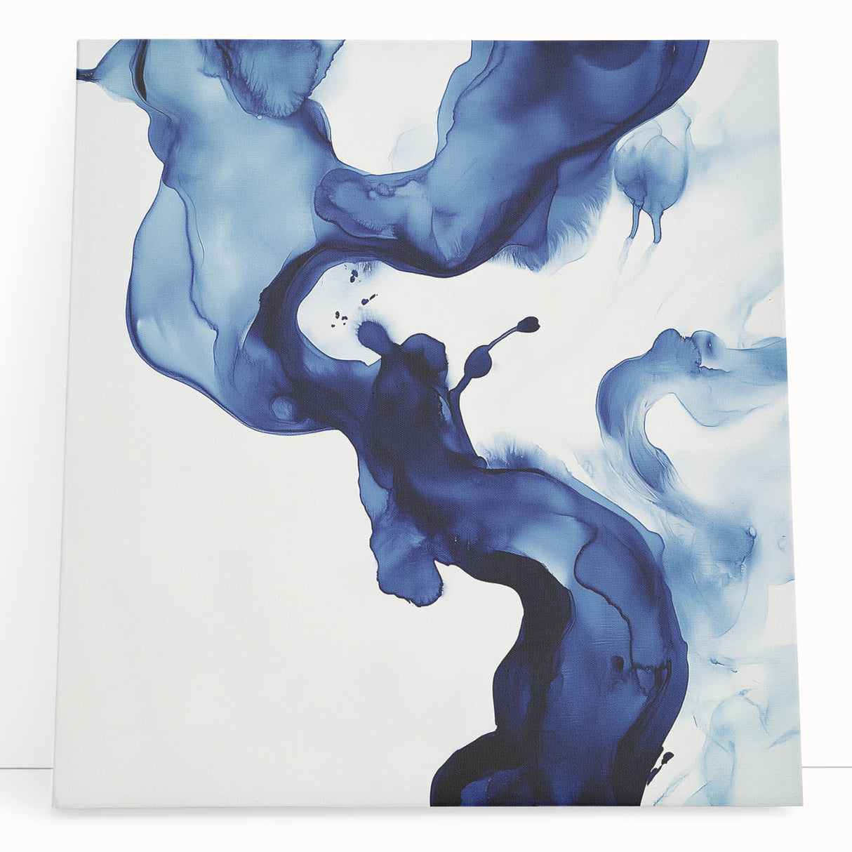 Minimalist Abstract Wall Art – Flowing Navy Ink Modern Canvas Print