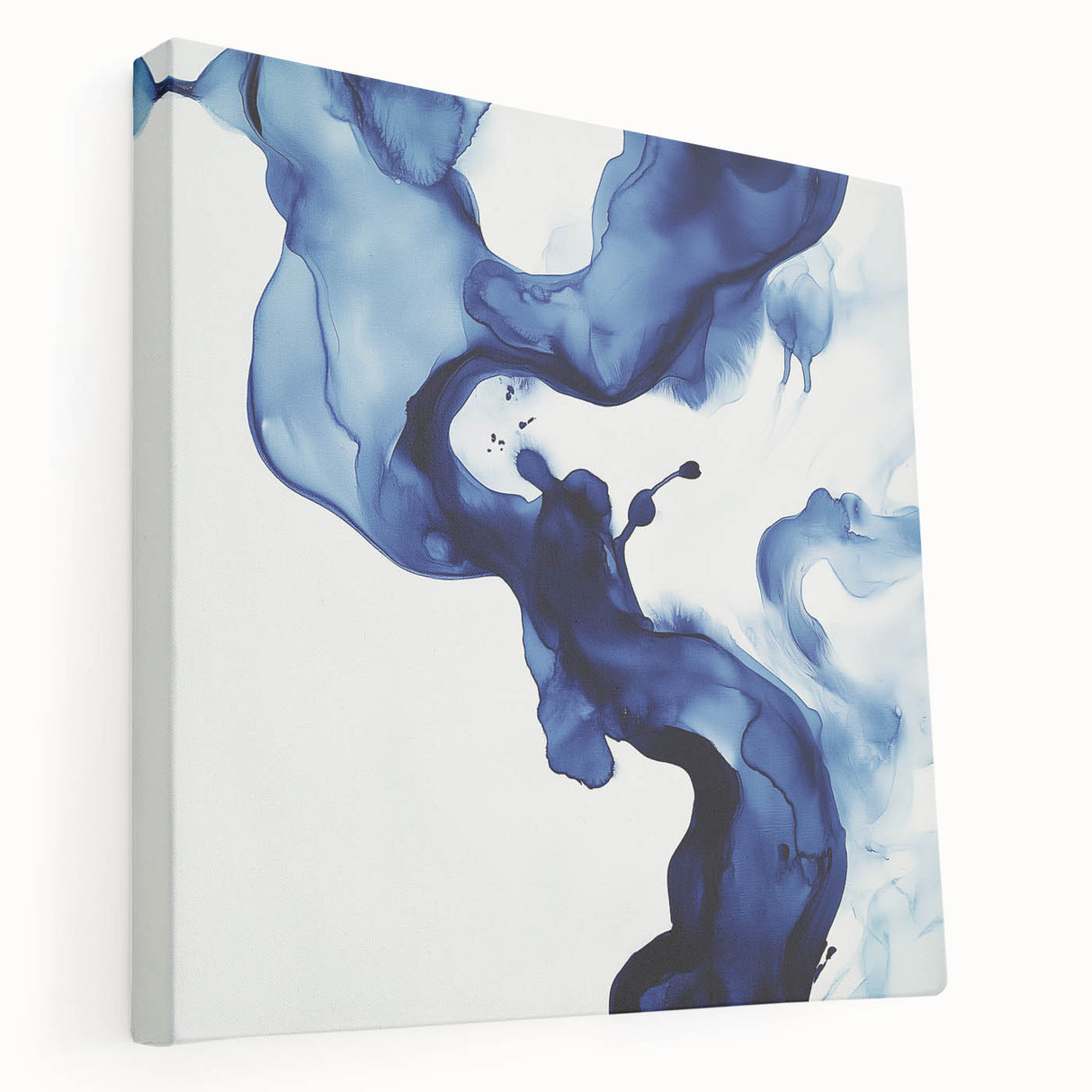 Minimalist Abstract Wall Art – Flowing Navy Ink Modern Canvas Print