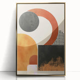 Framed abstract minimalist wall art with gold accents, showcasing a modern design on acrylic, perfect for enhancing contemporary decor in living spaces.