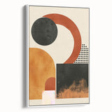 Framed minimalist abstract wall art featuring soft white tones and subtle textures, displayed in a sleek frame from a side view, perfect for modern home decor.