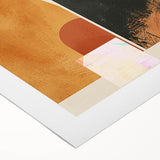 Abstract minimalist wall art on rolled canvas, showcasing soft pastel colors and geometric shapes, ideal for modern home décor, elegantly packaged in a protective tube.