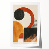 Abstract minimalist wall art print showcasing soft pastel colors and geometric shapes, elegantly rolled and ready for framing, ideal for modern home decor.