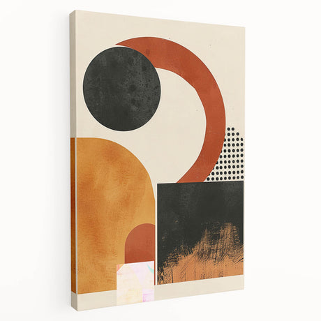 Abstract minimalist wall art on stretched canvas, showcasing soft pastel colors and geometric shapes, ideal for modern home decor and artistic ambiance.