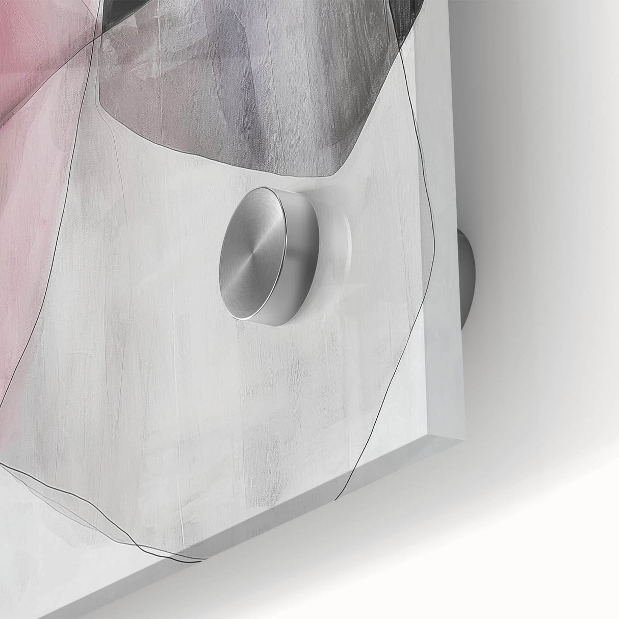 Large Abstract Wall Art – Soft Pink, Black & Gray Overlap Canvas