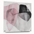 Large Abstract Wall Art – Soft Pink, Black & Gray Overlap Canvas