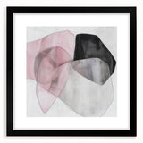 Large Abstract Wall Art – Soft Pink, Black & Gray Overlap Canvas